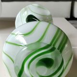 Large Venetian Vase in blown Art glass/Murano. Embossed amber-colored floral pattern. High 35 cm