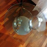 Coffee table glass and chrome metal