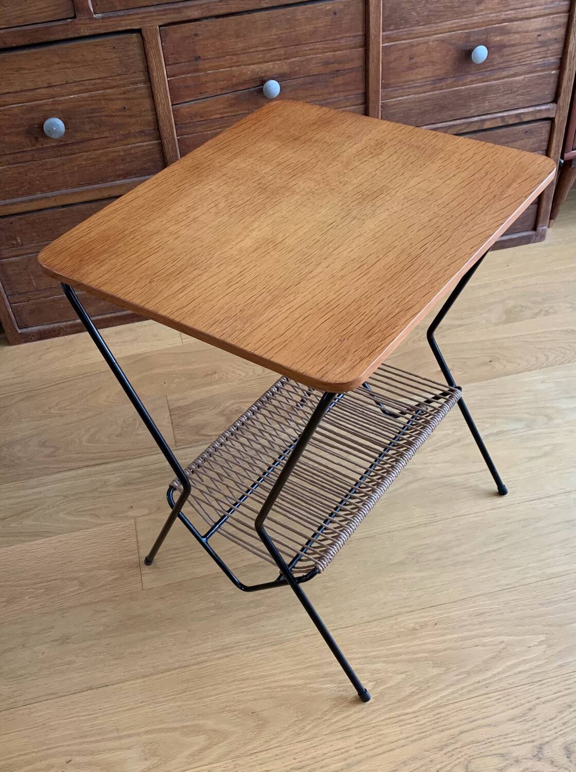 Vintage magazine rack side table