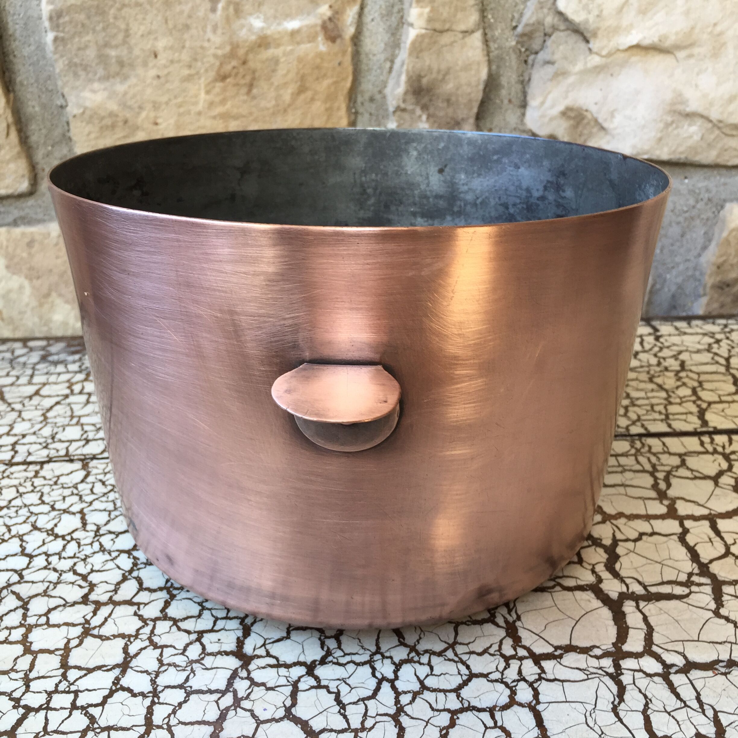 Ancient pink copper pot cover