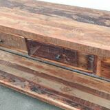 Console with 4 drawers in old wood
