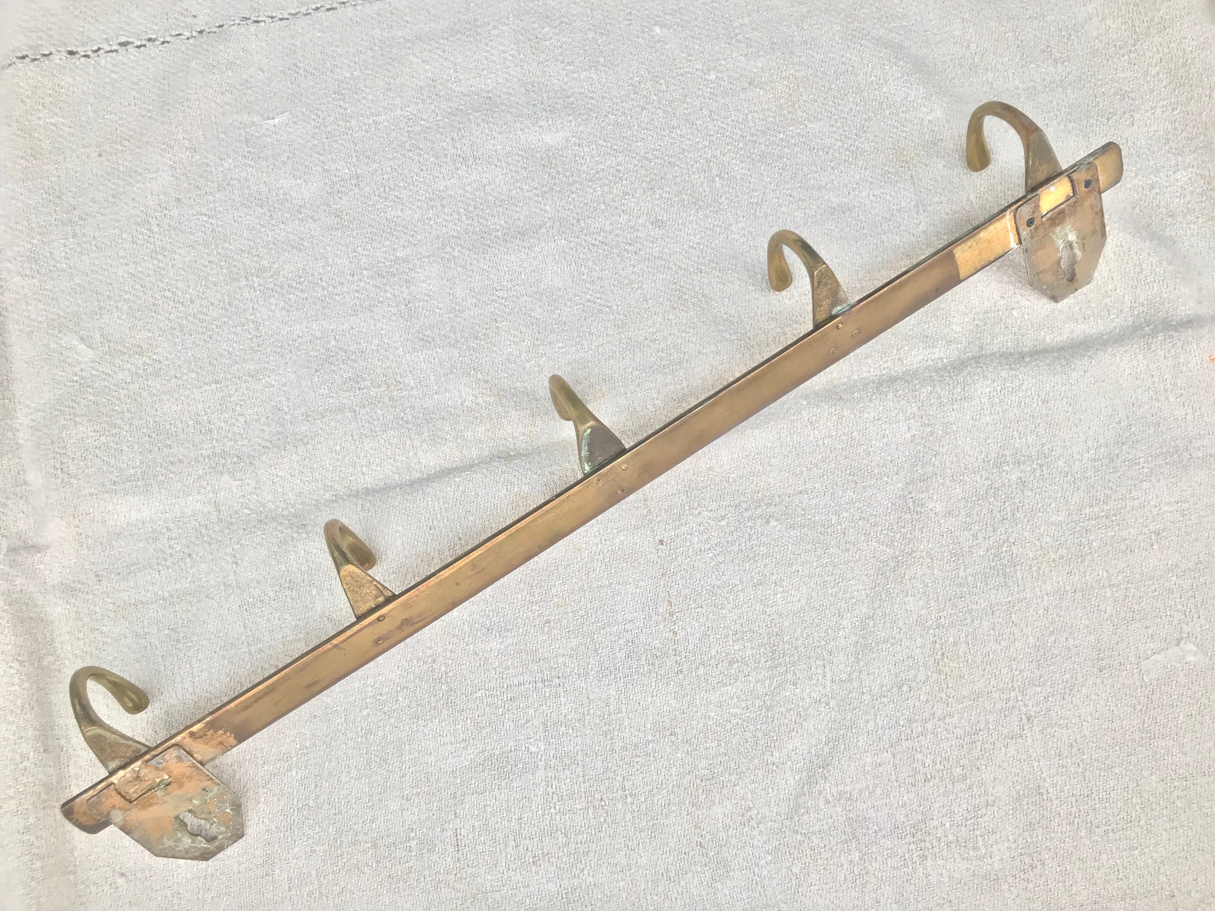 Brass wall patère 5 hooks