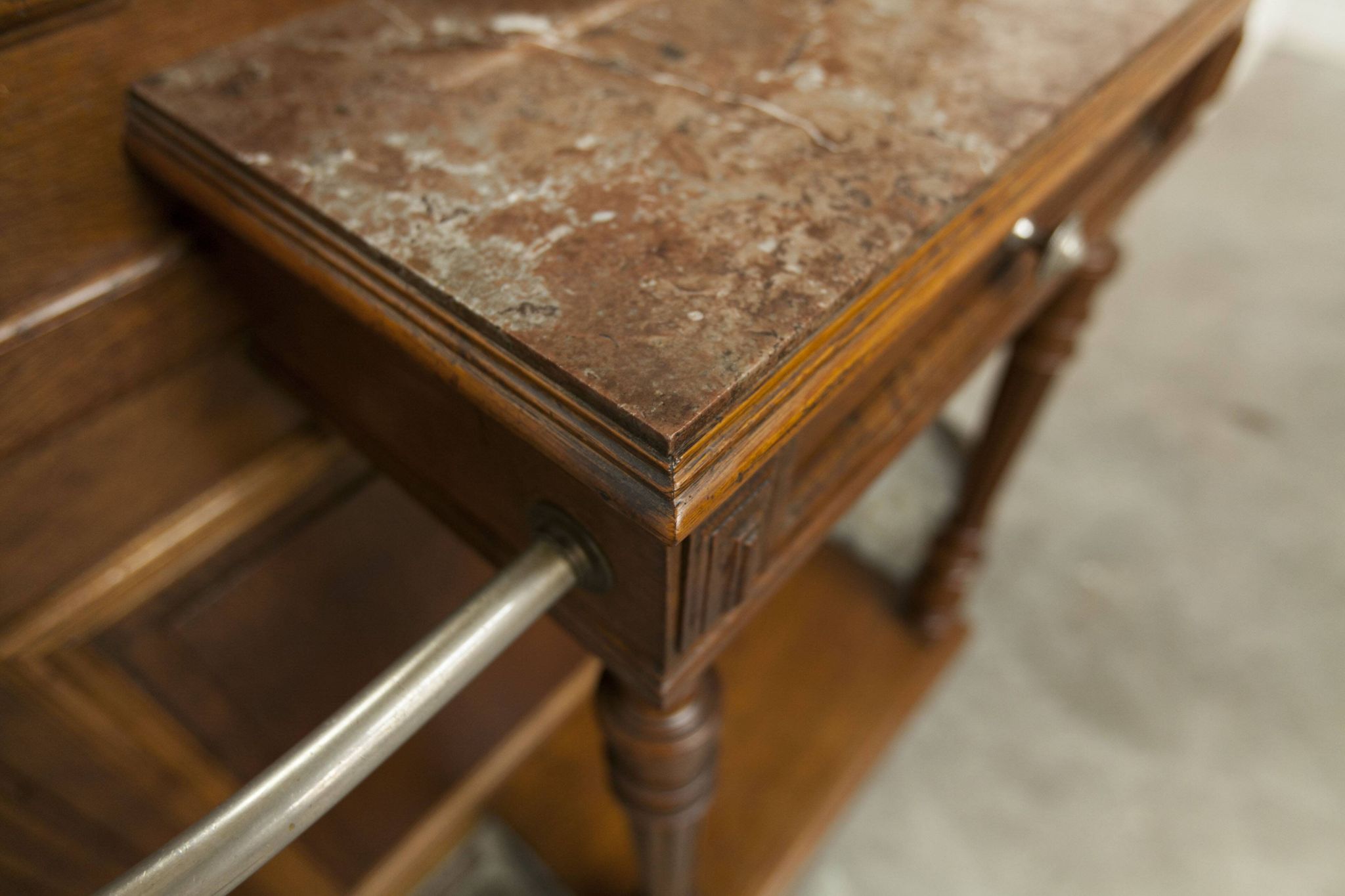 Napoleon III style walnut wardrobe, late 19th century, 3 mirrors, marble top, 8 coat hooks