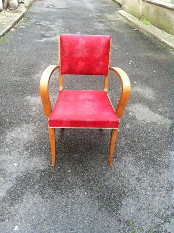 Fauteuil bridge rouge avec son simili d'origine