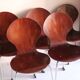 5 chaises style fourmi en contreplaqué moulé et métal chromé, esprit s