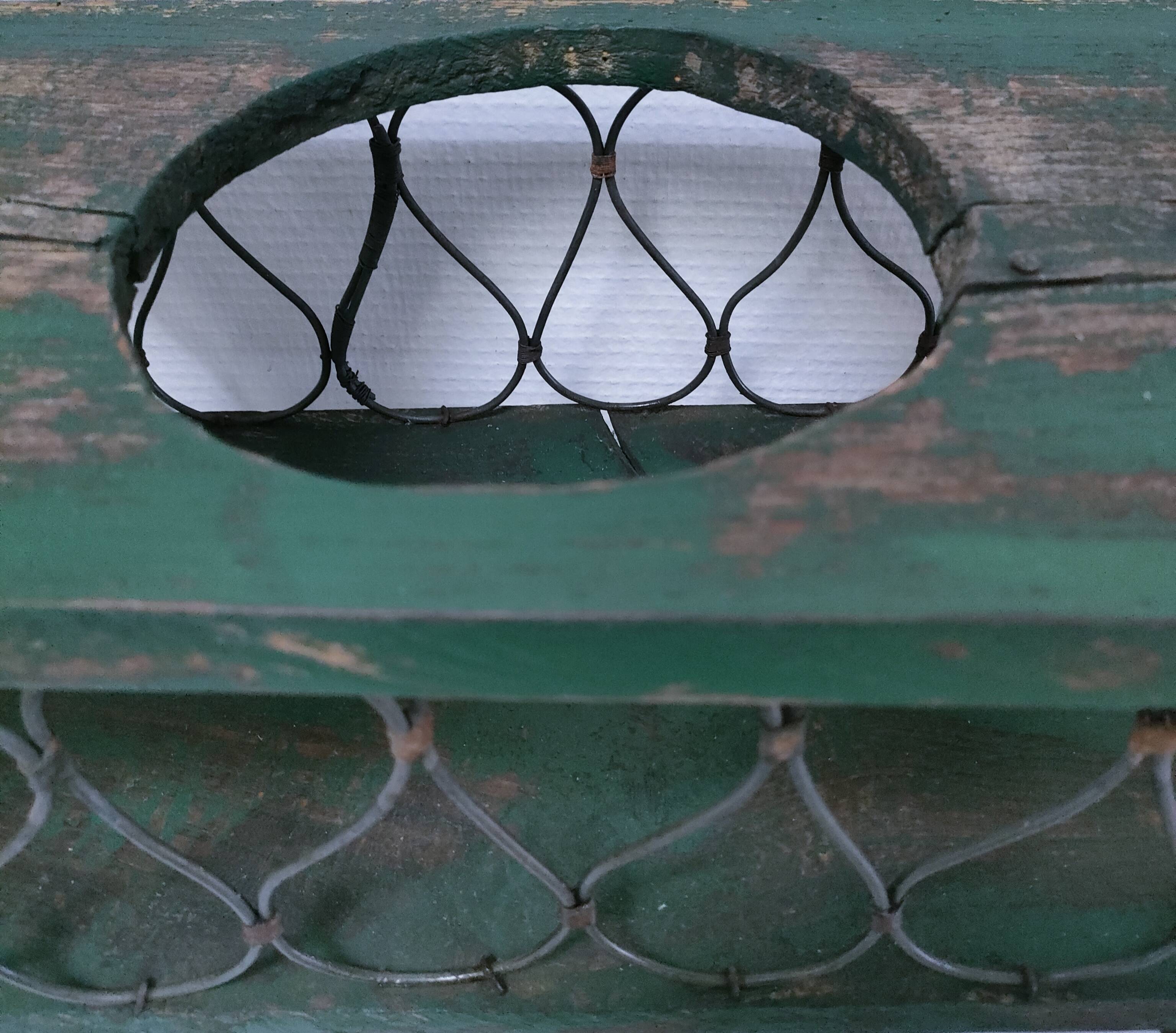 Vintage patinated wood and metal planter