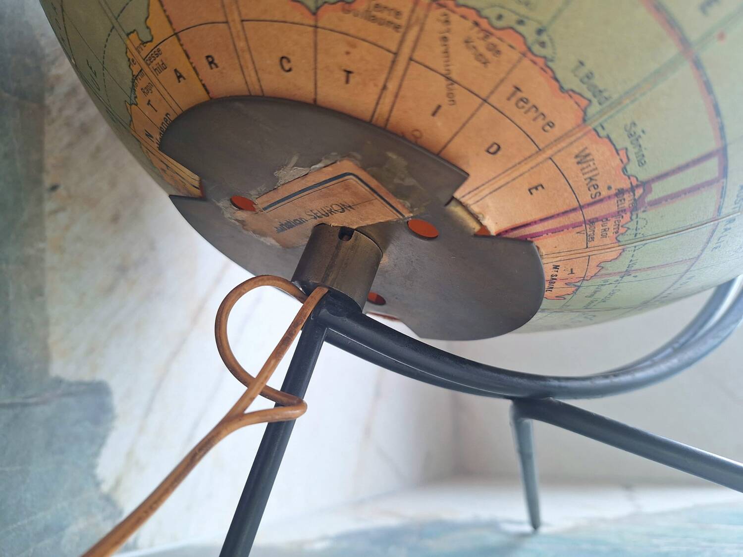 Vintage world map, old illuminated planisphere, terrestrial globe