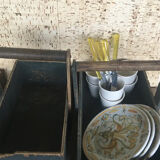 Portable case in painted wood