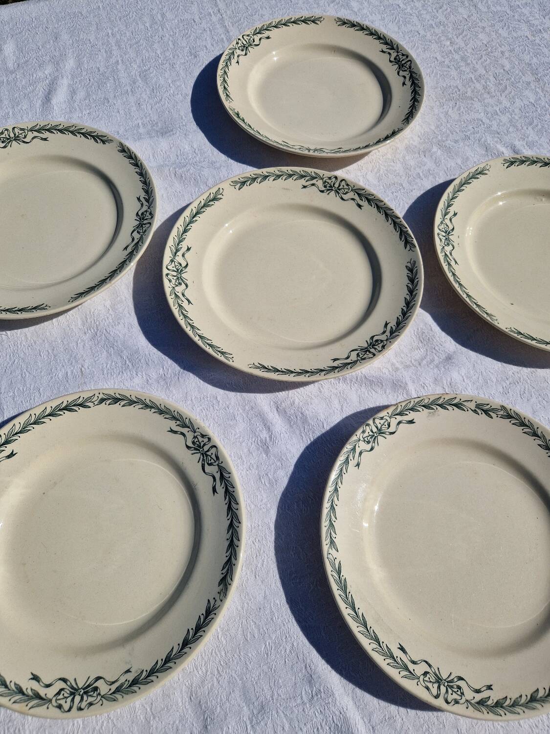 6 Dinner Plates Belleville De Longchamp Terre De Fer Decor, 1900s