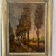 Tableau Ancien 1895 - Allée de Peupliers - Huile sur Panneau & Cadre D