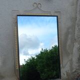 Vintage 1950s neoclassical style gold metal mirror