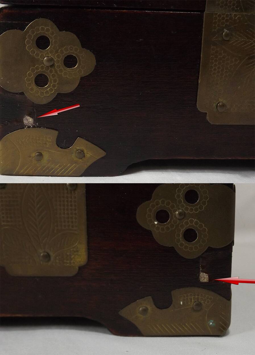 Chinese jewelry box in jade inlaid wood