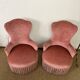 Paire de fauteuils crapaud rose poudré