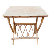 Table d'appoint bambou osier vintage