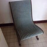 Ancien repose pieds  -- bois & tissu