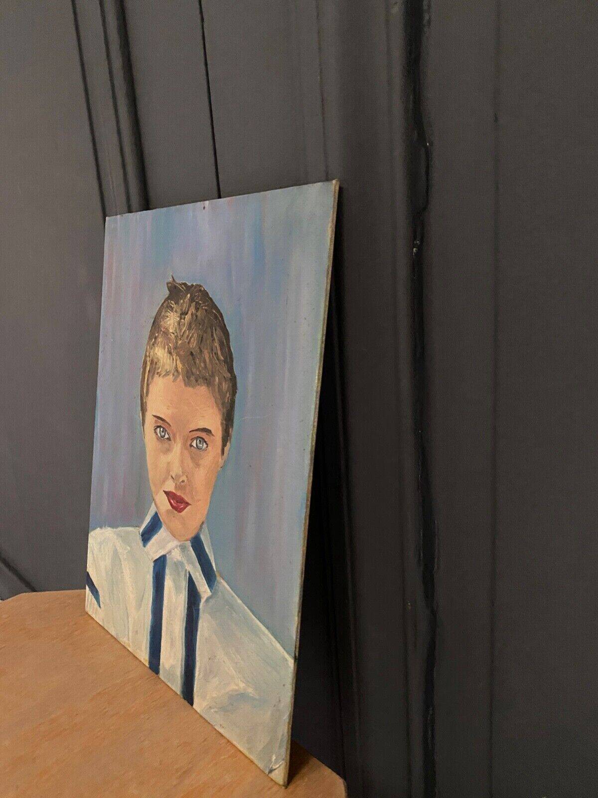 Portrait de femme huile sur isorel XXe