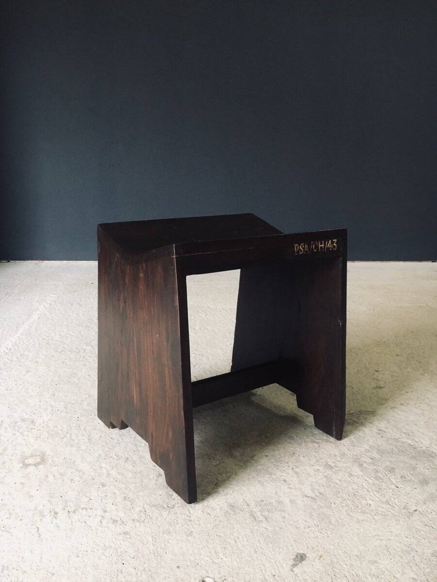 Modernist PJ-SI-68-A Sewing Stools by Pierre Jeanneret for Chandigarh, 1950s, India, Set of 2