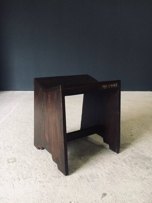 Modernist PJ-SI-68-A Sewing Stools by Pierre Jeanneret for Chandigarh, 1950s, India, Set of 2