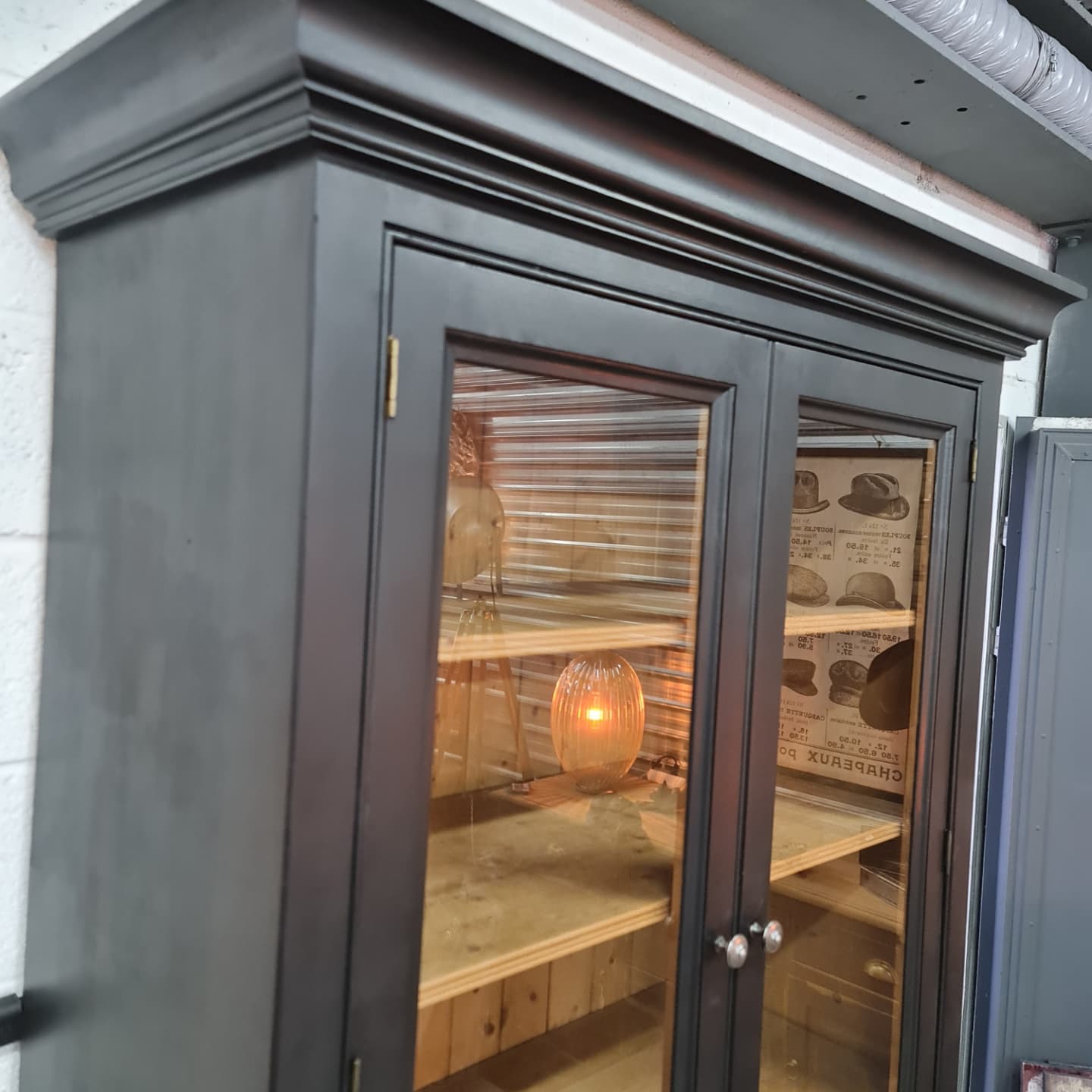 Showcase library patina black industrial furniture