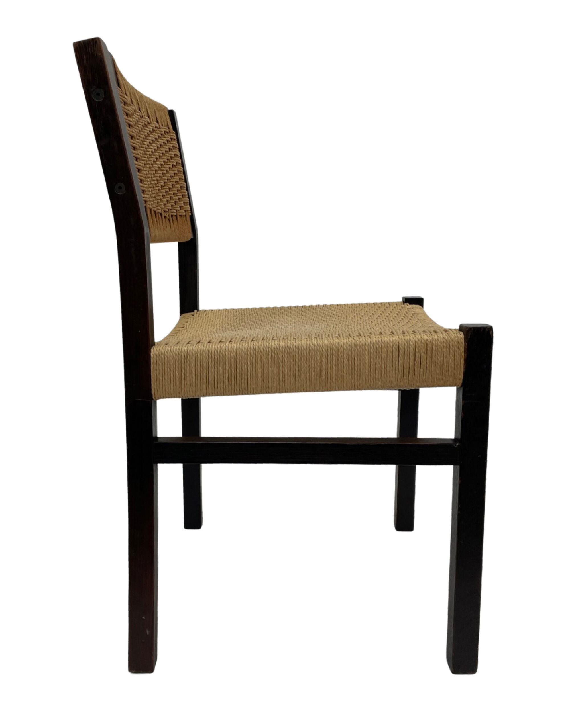Vintage dining room chairs with papercord seat / 1970 design