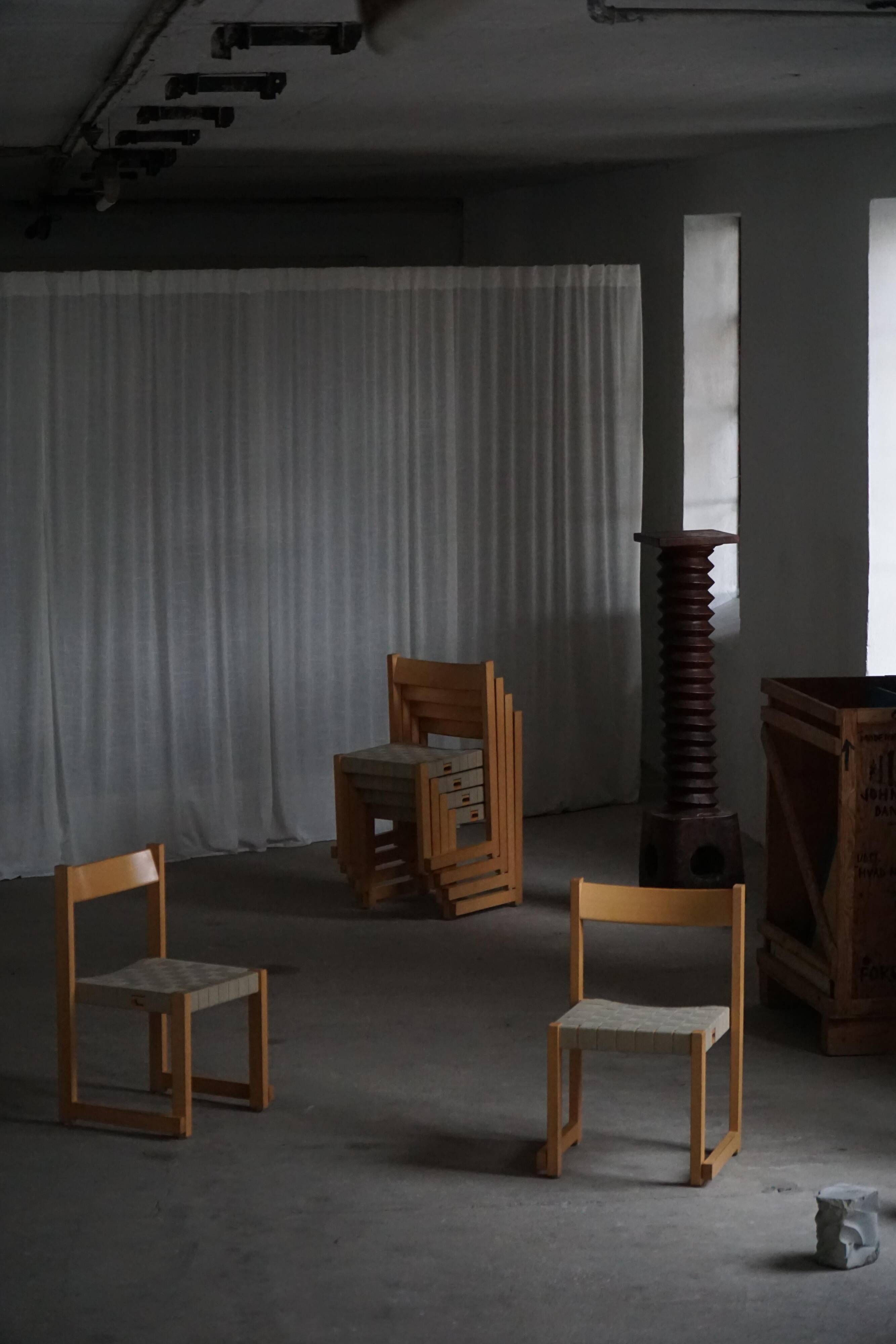 Hans J. Wegner, 'Koldinghus' chairs in beech with woven seat, set of 6, 1988