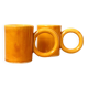 Paire de tasse à café en ceramique à grandes anses circulaires jaune