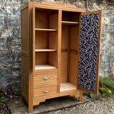 Parisian art deco hotel wardrobe in solid raw oak 1930