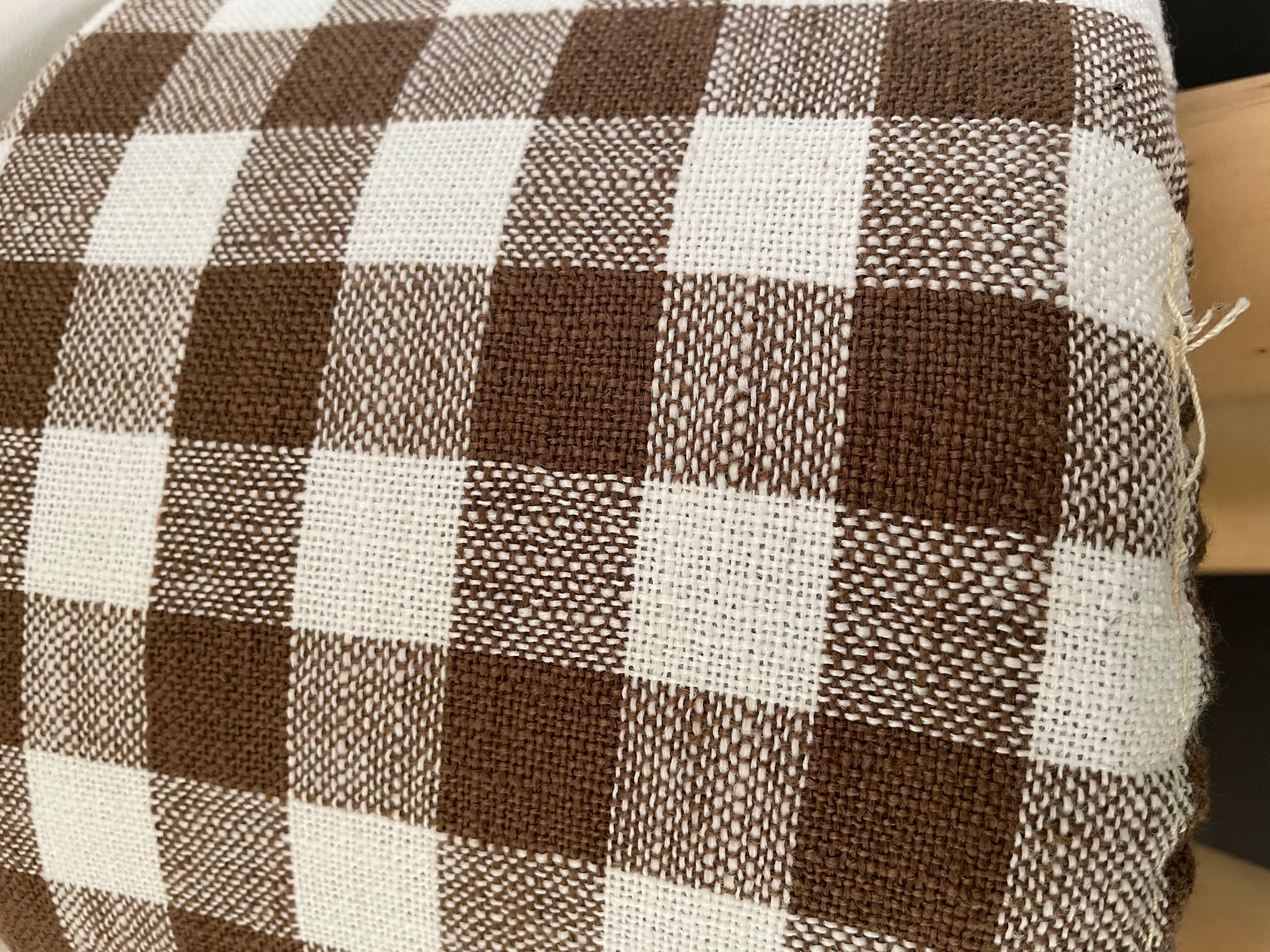 Children's pouf in Vichy chocolate fabric H28 X L 24