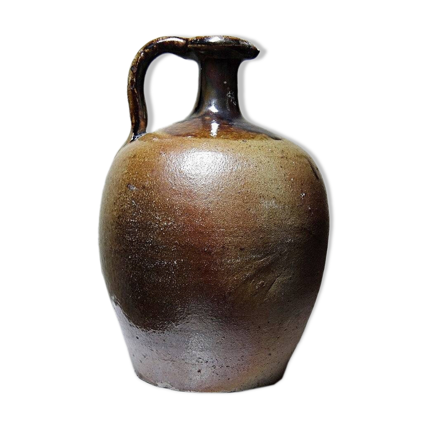 Cruche ancienne XIXe-XXe grès de Puisaye artisanal vernissée