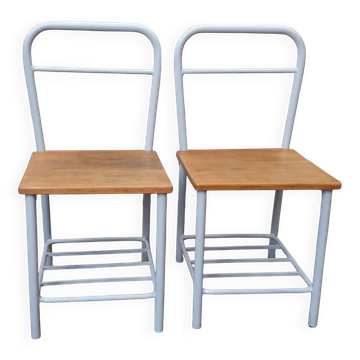 Paire de chaises en fer années 50