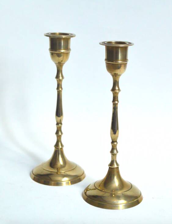 Pair of brass candle holders