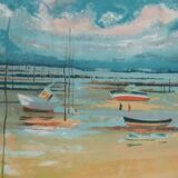 Paul COLLOMB: The ocean beach, original signed lithograph.