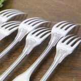 Set of 6 Cailar Bayard dessert forks, Coquille, monogrammed, early 20th century