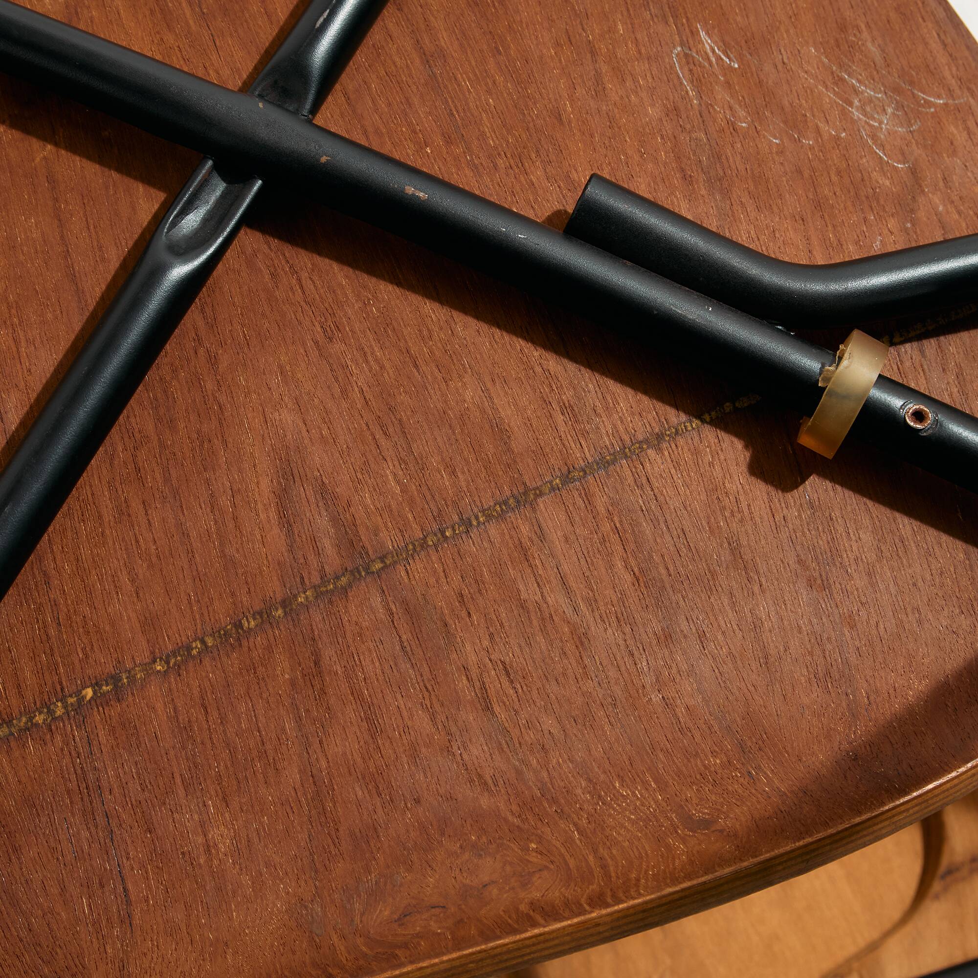 Teak chair with writing tablet