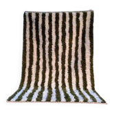 Tapis en laine pure marocaine vert et blanc taille 140 x 260 cm