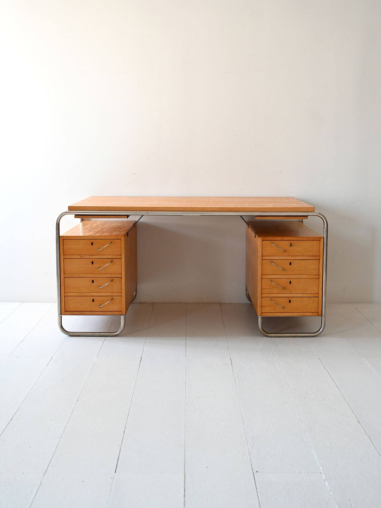 Bureau scandinave en bouleau et acier par Mücke & Melder, années 1930