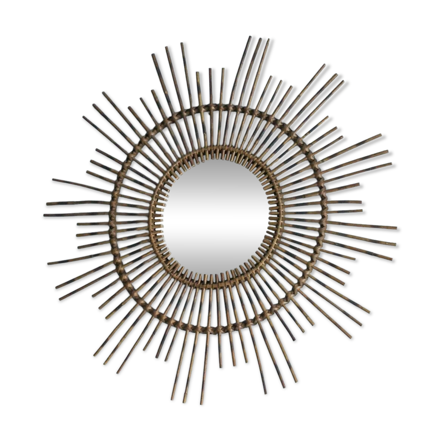 Vintage Sun mirror in wicker, Italy, 1960s