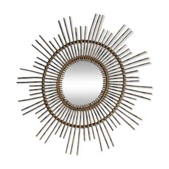 Vintage Sun mirror in wicker, Italy, 1960s