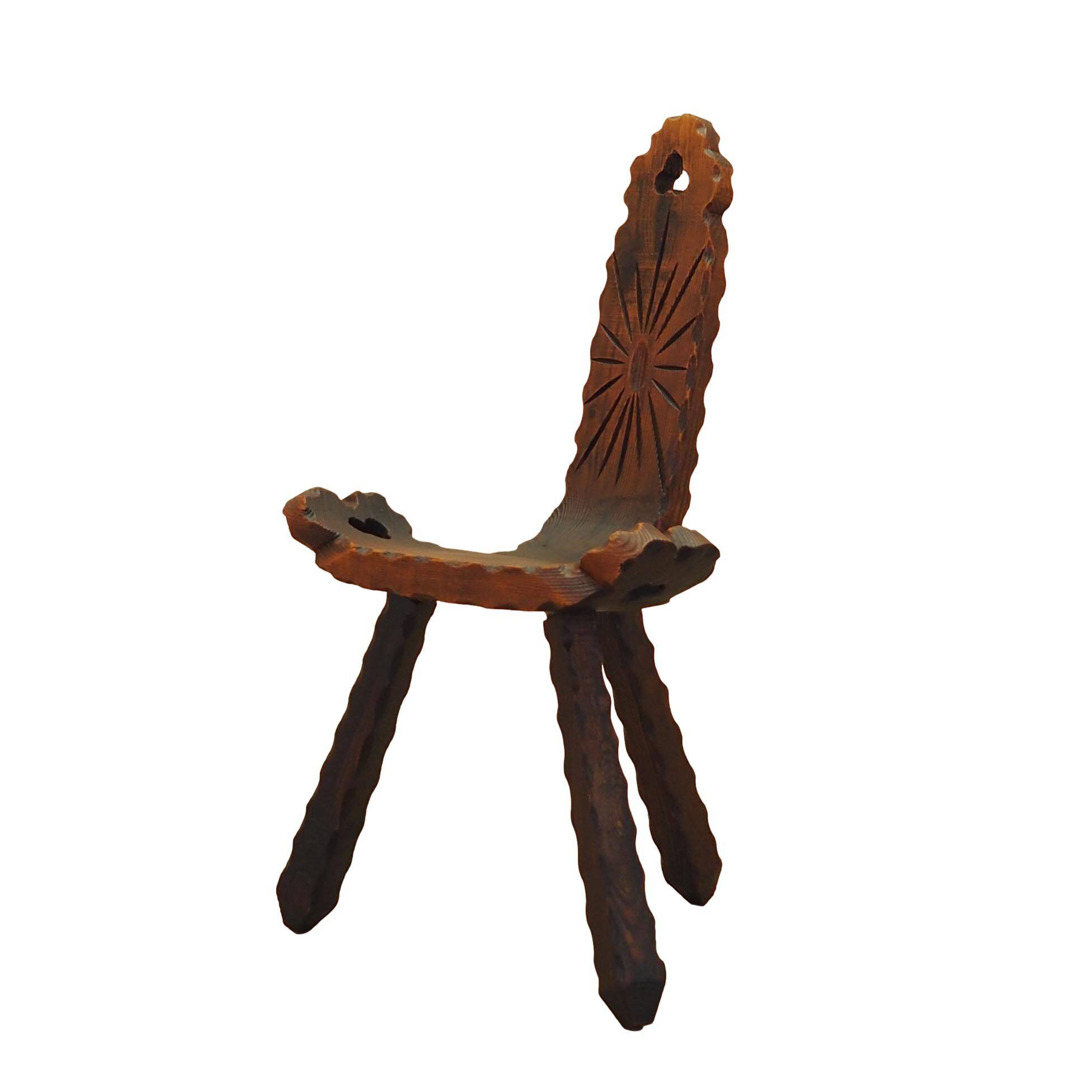 Pine chair, brutalist design, 1950s, made in Spain