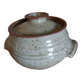 Vintage handcrafted enameled stoneware soup tureen