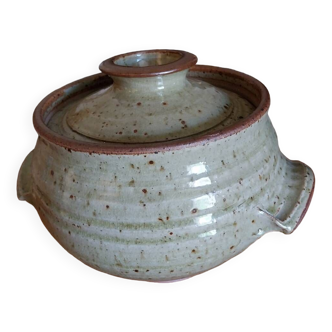 Vintage artisan-made enameled stoneware tureen