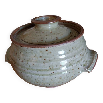 Vintage handcrafted enameled stoneware soup tureen