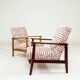 Fauteuil Vintage Design Corak Tissu Jacquard Rose Design MCM