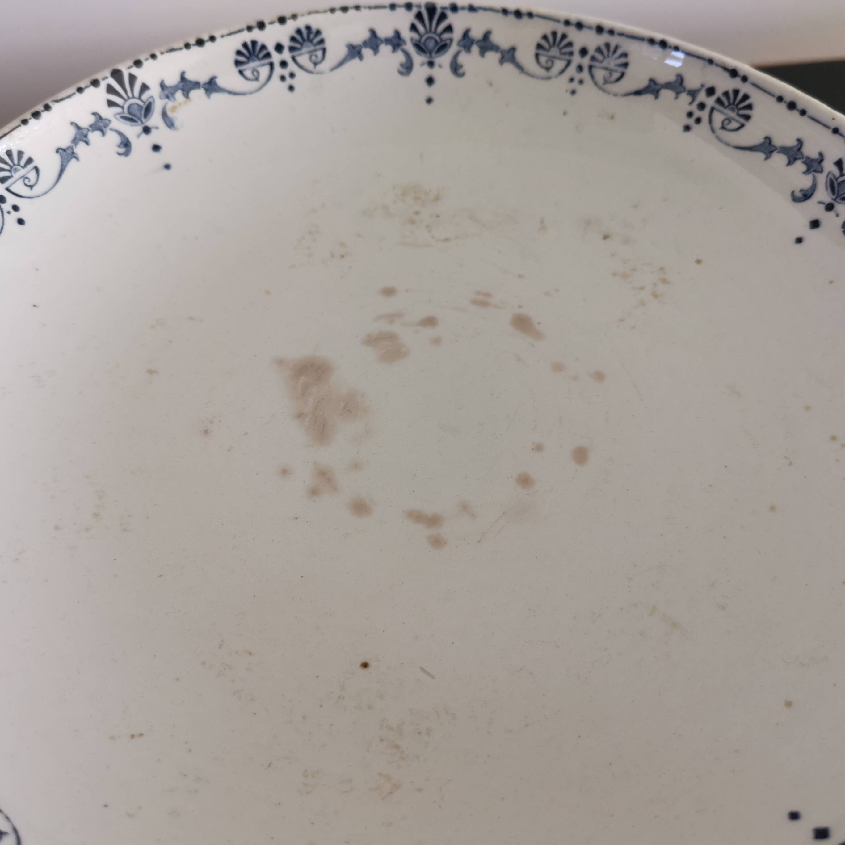 Old compote bowl Terre de Fer Opaque Porcelain from Gien "Etruscan" model