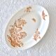 Large oval dish 19th century Longwy iron earth sepia "Botanical" bird