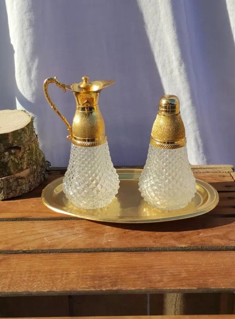 Vintage table set in chiseled glass and gilding