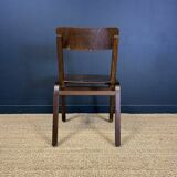 Ensemble de 6 chaise vintage bois foncé Hermes Pays-Bas années 70