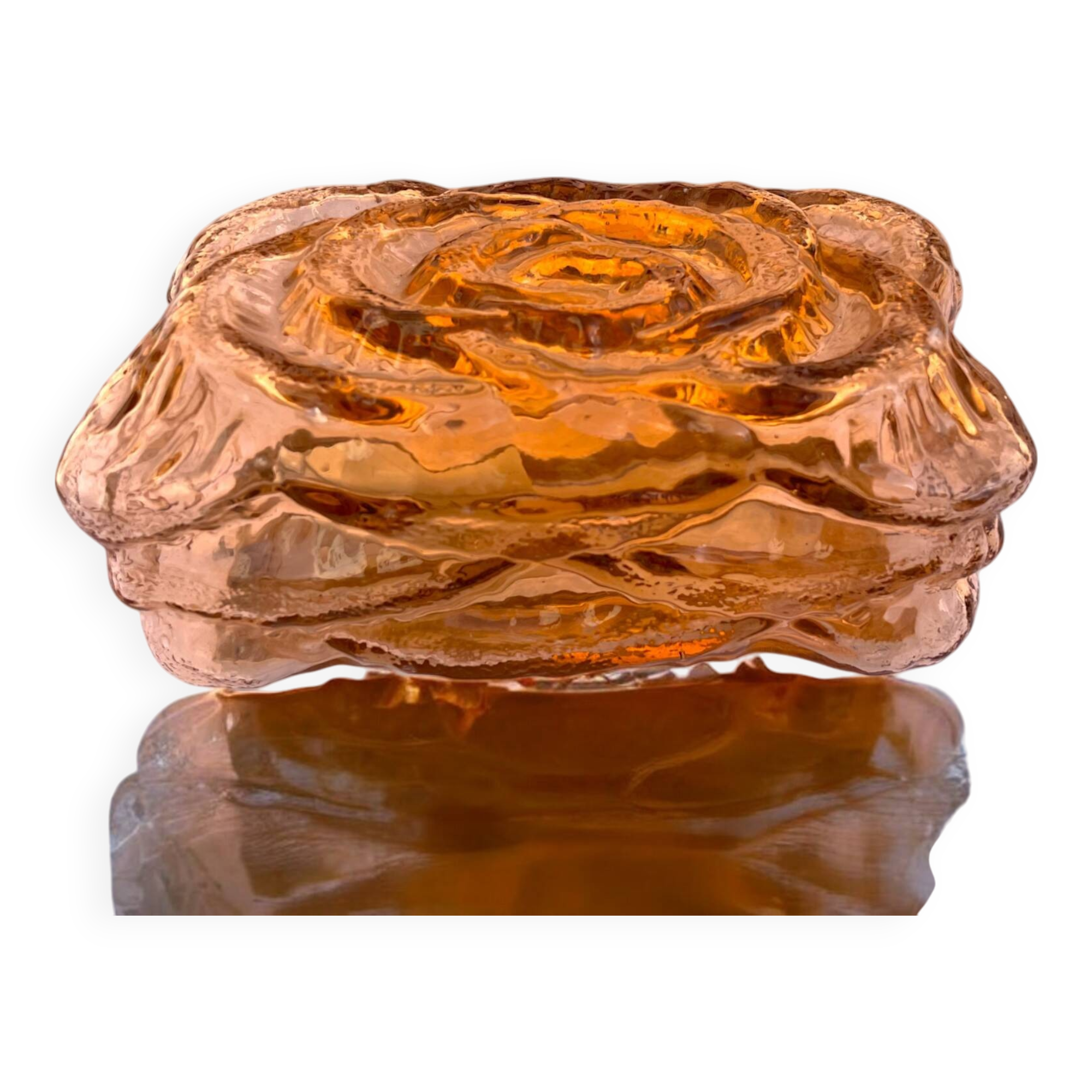 Amber glass rectangular flush mount ceiling or wall light