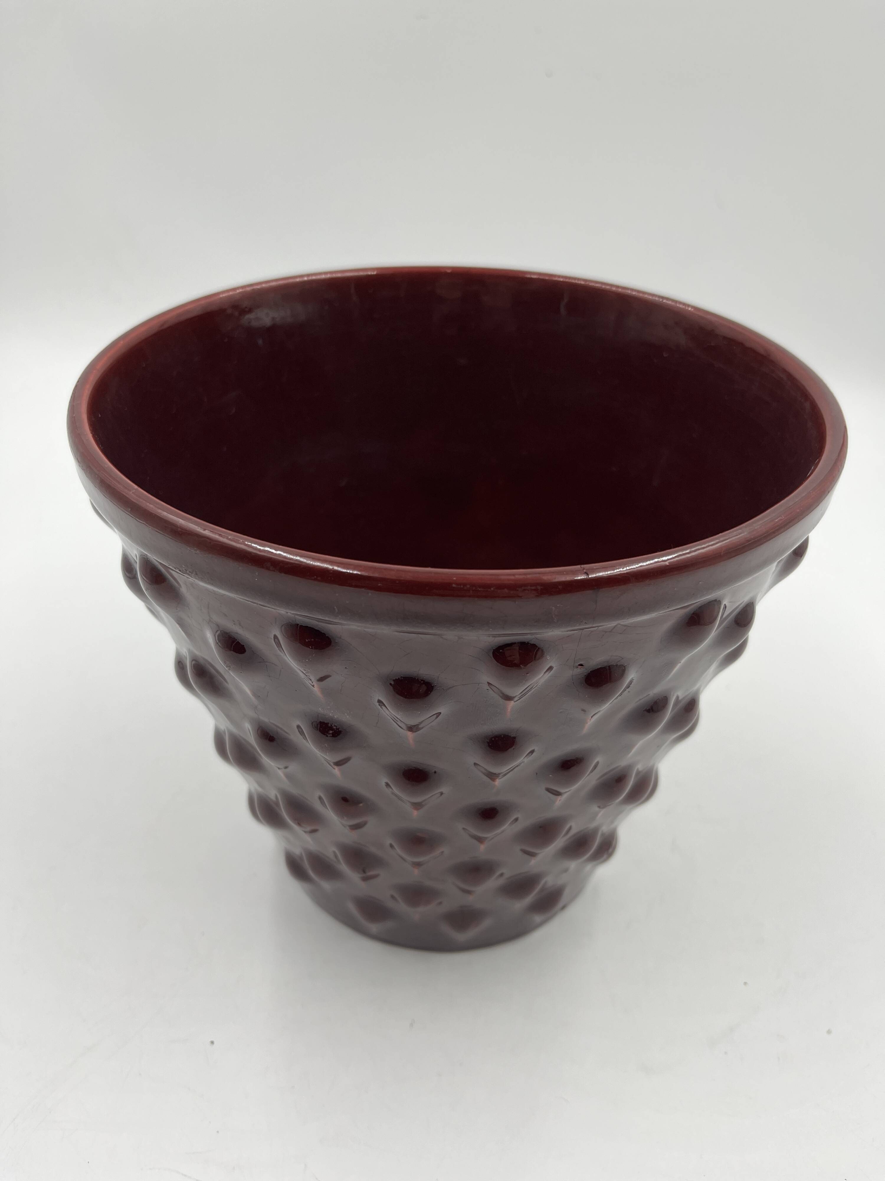 Burgundy ceramic planter