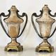 Pair of solid wood and bronze door handles, classical style, Italy 20th century.